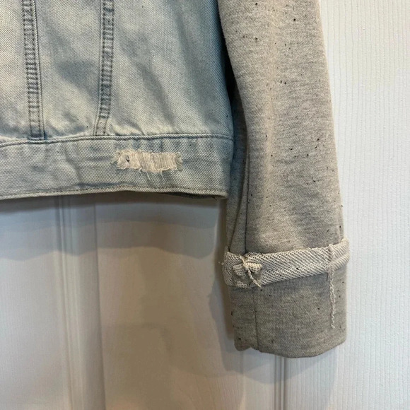 Mudd Distressed Hooded Jean Button Up Jacket Girls Size Large - Picture 5 of 5